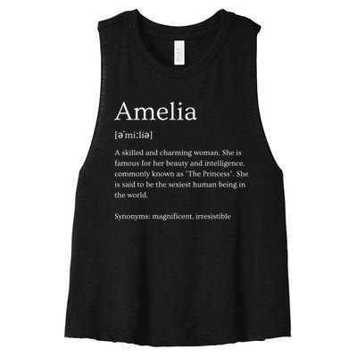 Funny Amelia Name Meaning Gift Women's Racerback Cropped Tank