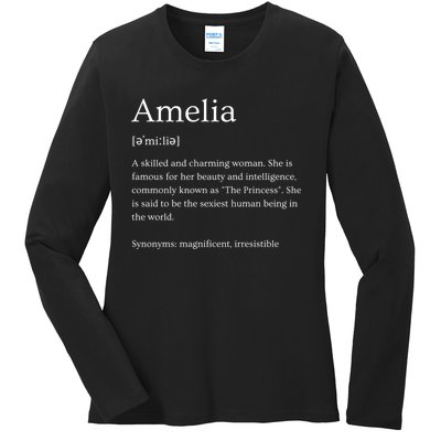 Funny Amelia Name Meaning Gift Ladies Long Sleeve Shirt