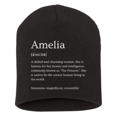 Funny Amelia Name Meaning Gift Short Acrylic Beanie