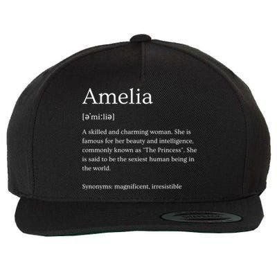 Funny Amelia Name Meaning Gift Wool Snapback Cap