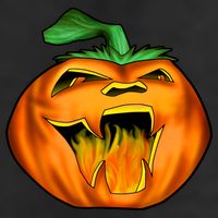 Fanged Fire Jack O' Lantern Pumpkin Halloween 7 Panel Mesh Trucker Snapback Hat
