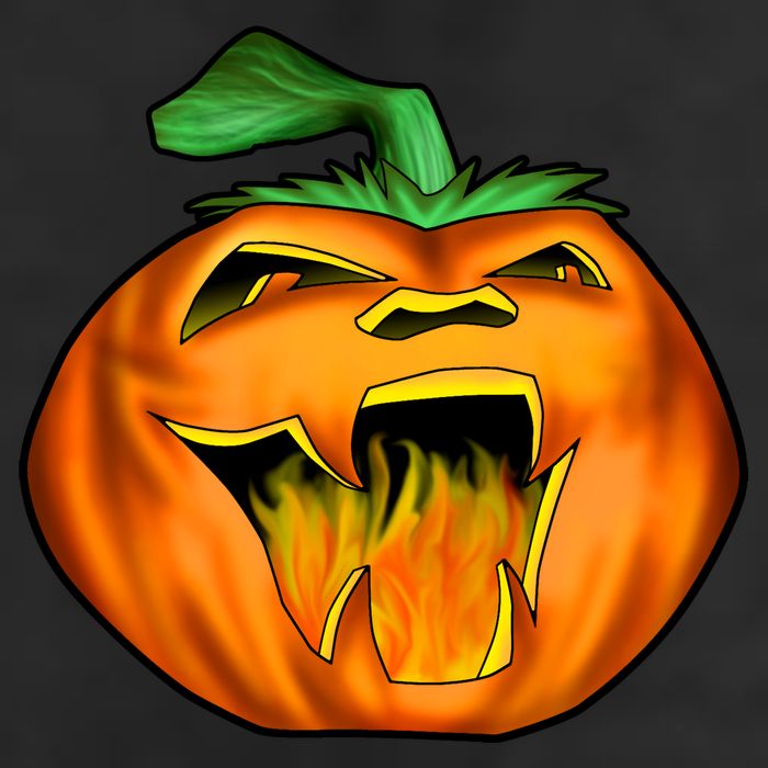 Fanged Fire Jack O' Lantern Pumpkin Halloween 7 Panel Mesh Trucker Snapback Hat