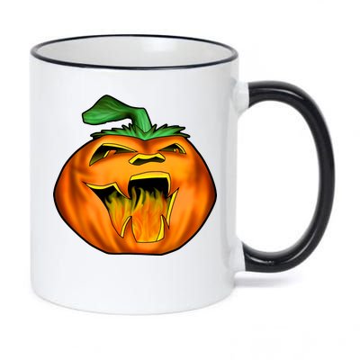 Fanged Fire Jack O' Lantern Pumpkin Halloween 11oz Black Color Changing Mug