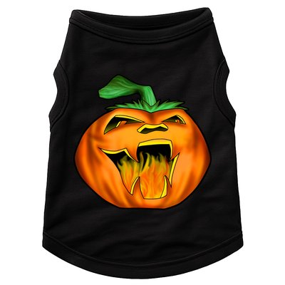 Fanged Fire Jack O' Lantern Pumpkin Halloween Doggie Tank