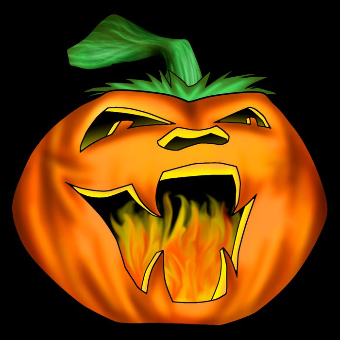 Fanged Fire Jack O' Lantern Pumpkin Halloween Cooling Performance Crew T-Shirt