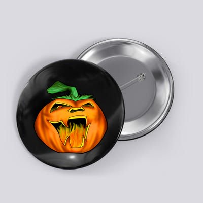 Fanged Fire Jack O' Lantern Pumpkin Halloween Button