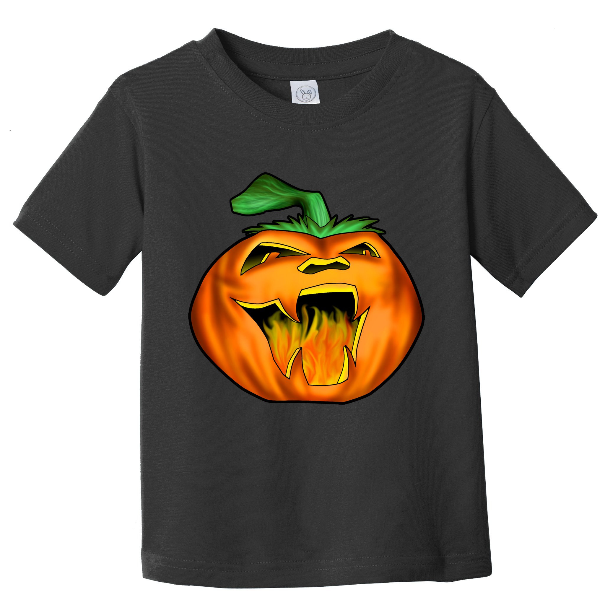Fanged Fire Jack O' Lantern Pumpkin Halloween Toddler T-Shirt