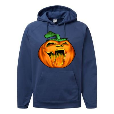 Fanged Fire Jack O' Lantern Pumpkin Halloween Performance Fleece Hoodie