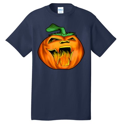 Fanged Fire Jack O' Lantern Pumpkin Halloween Tall T-Shirt