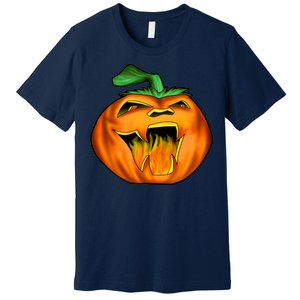 Fanged Fire Jack O' Lantern Pumpkin Halloween Premium T-Shirt