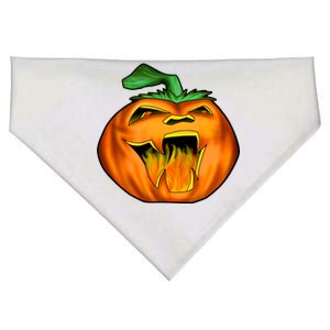 Fanged Fire Jack O' Lantern Pumpkin Halloween USA-Made Doggie Bandana