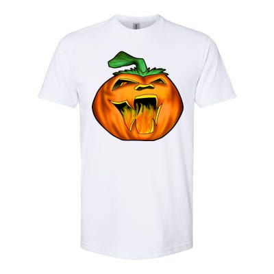 Fanged Fire Jack O' Lantern Pumpkin Halloween Softstyle® CVC T-Shirt