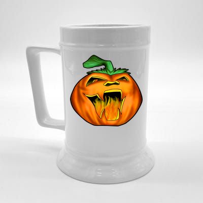 Fanged Fire Jack O' Lantern Pumpkin Halloween Beer Stein