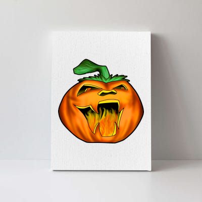 Fanged Fire Jack O' Lantern Pumpkin Halloween Canvas