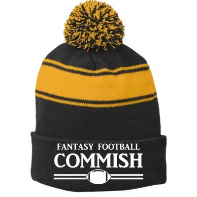 Fantasy Football Commish Stripe Pom Pom Beanie