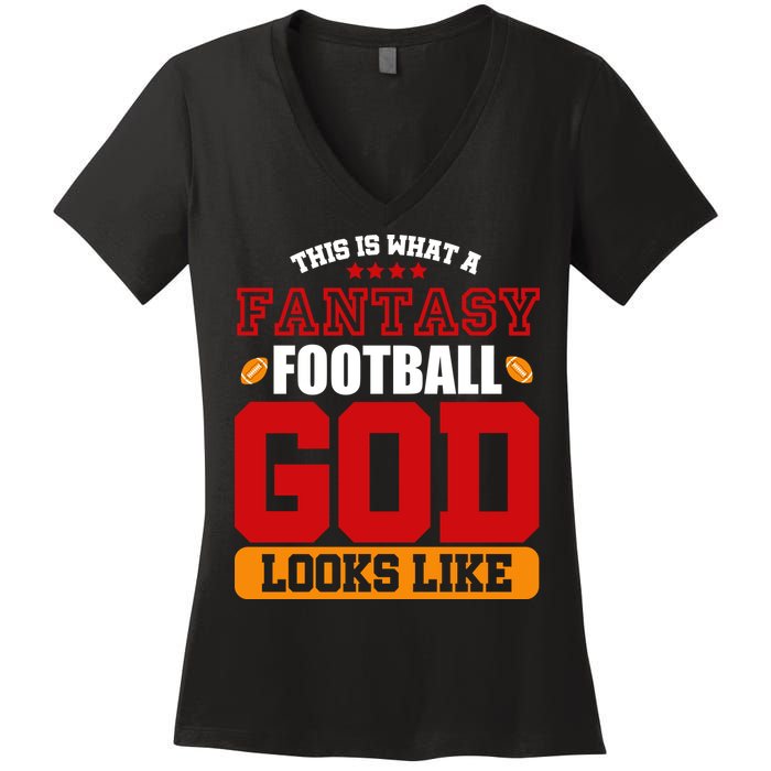Fantasy Football God Women's V-Neck T-Shirt