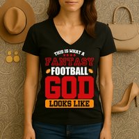 Fantasy Football God Women's V-Neck T-Shirt