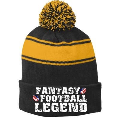 Fantasy Football Legend Stripe Pom Pom Beanie