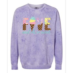 Five and Oh So Sweet Ice Cream 5th Birthday Colorblast Crewneck Sweatshirt