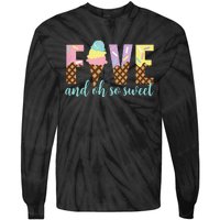 Five and Oh So Sweet Ice Cream 5th Birthday Tie-Dye Long Sleeve Shirt