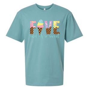 Five and Oh So Sweet Ice Cream 5th Birthday Sueded Cloud Jersey T-Shirt