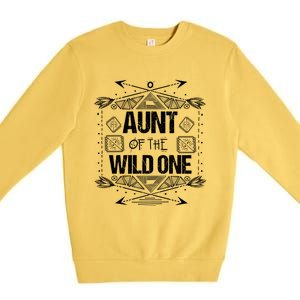 Funny Aunt Of The Wild One Gift Cute Aunties Gift Premium Crewneck Sweatshirt