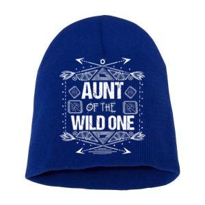 Funny Aunt Of The Wild One Gift Cute Aunties Gift Short Acrylic Beanie