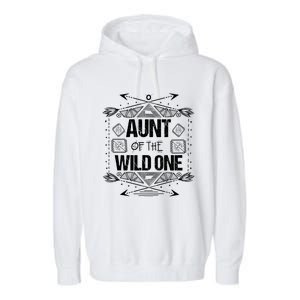 Funny Aunt Of The Wild One Gift Cute Aunties Gift Garment-Dyed Fleece Hoodie