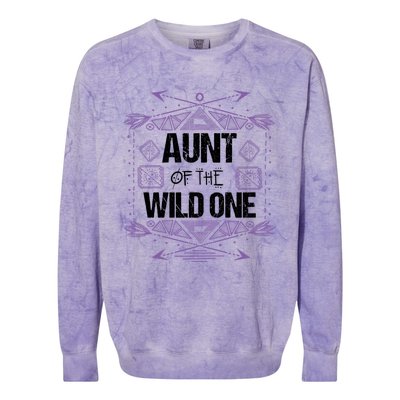 Funny Aunt Of The Wild One Gift Cute Aunties Cute Gift Colorblast Crewneck Sweatshirt