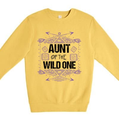 Funny Aunt Of The Wild One Gift Cute Aunties Cute Gift Premium Crewneck Sweatshirt