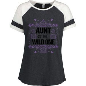 Funny Aunt Of The Wild One Gift Cute Aunties Cute Gift Enza Ladies Jersey Colorblock Tee