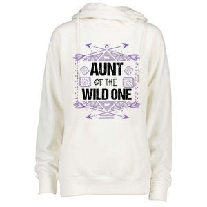 Funny Aunt Of The Wild One Gift Cute Aunties Cute Gift Womens Funnel Neck Pullover Hood