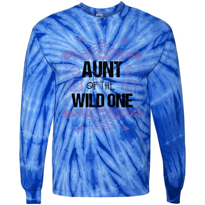 Funny Aunt Of The Wild One Gift Cute Aunties Cute Gift Tie-Dye Long Sleeve Shirt