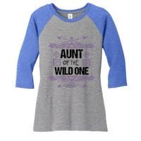 Funny Aunt Of The Wild One Gift Cute Aunties Cute Gift Women's Tri-Blend 3/4-Sleeve Raglan Shirt