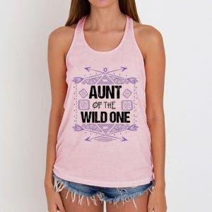 Funny Aunt Of The Wild One Gift Cute Aunties Cute Gift Women's Knotted Racerback Tank