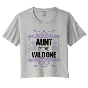 Funny Aunt Of The Wild One Gift Cute Aunties Cute Gift Women's Crop Top Tee