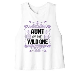 Funny Aunt Of The Wild One Gift Cute Aunties Cute Gift Women's Racerback Cropped Tank