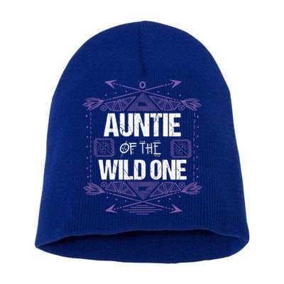 Funny Auntie Of The Wild One Gift Cute Aunt Gift Short Acrylic Beanie