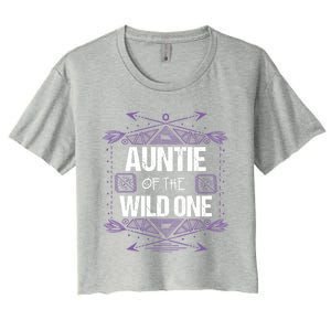 Funny Auntie Of The Wild One Gift Cute Aunt Gift Women's Crop Top Tee