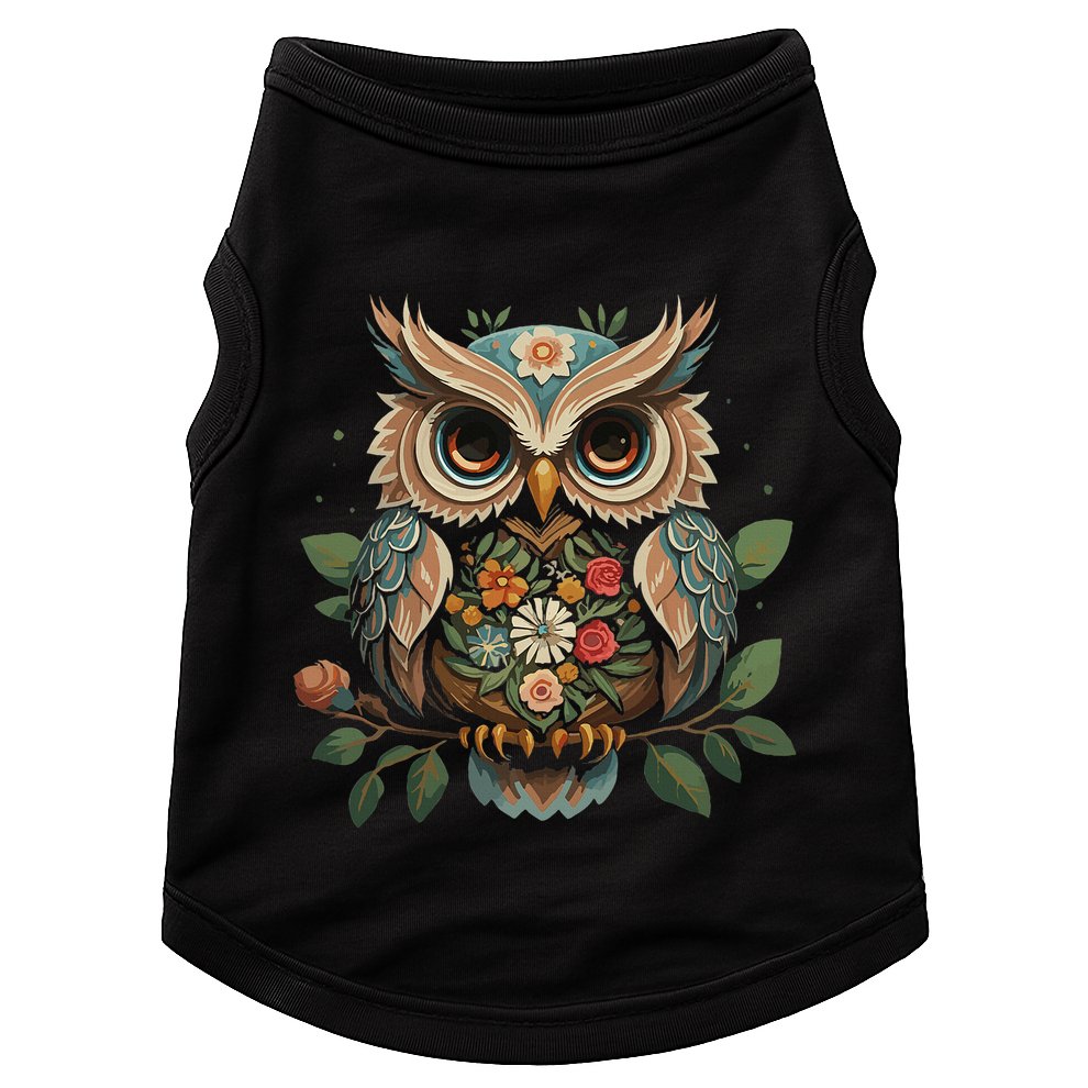 Floral Aesthetic Owl For Cottagecore Owl Doggie Tank