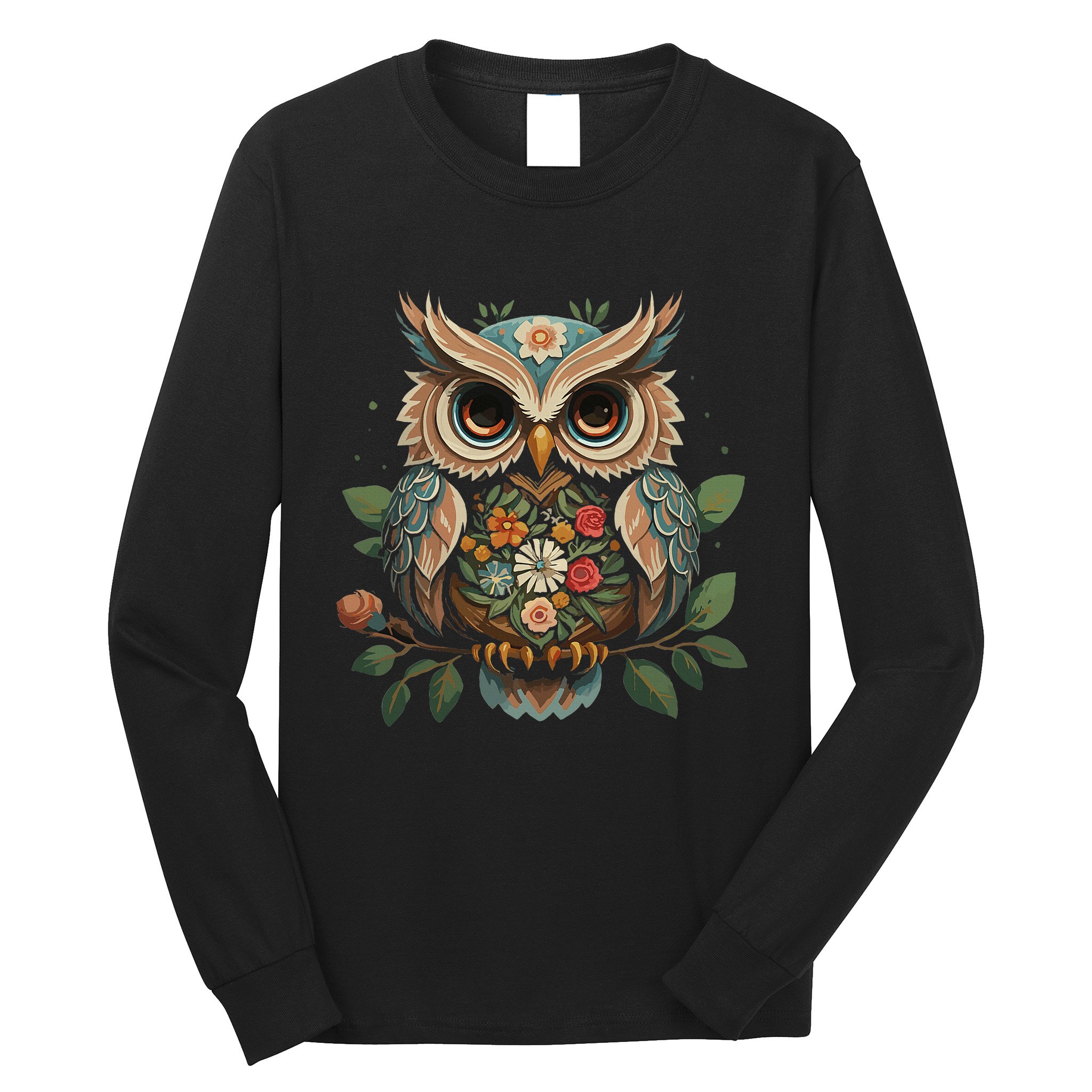 Floral Aesthetic Owl For Cottagecore Owl Long Sleeve Shirt
