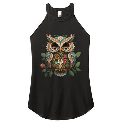 Floral Aesthetic Owl For Cottagecore Owl Women's Perfect Tri Rocker Tank