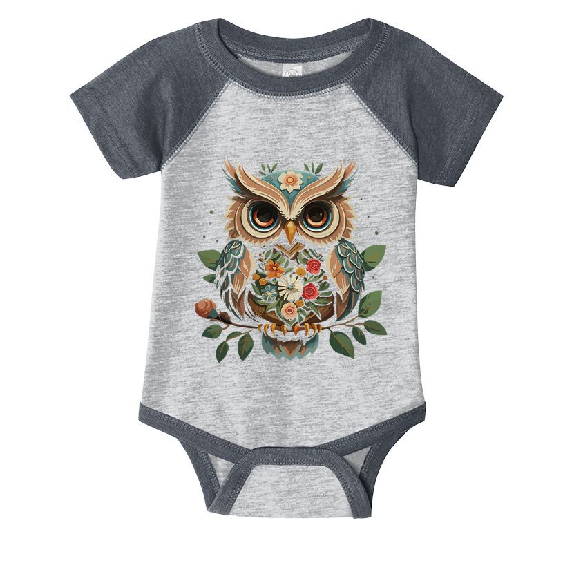 Floral Aesthetic Owl For Cottagecore Owl Infant Baby Jersey Bodysuit