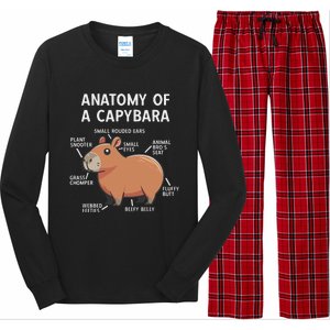 Funny Anatomy Of A Capybara Long Sleeve Pajama Set