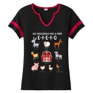 Farm Animals Old MacDonald Had A Farm EIEIO Ladies Halftime Notch Neck Tee