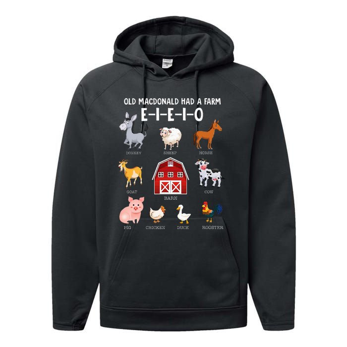 Farm Animals Old MacDonald Had A Farm EIEIO Performance Fleece Hoodie