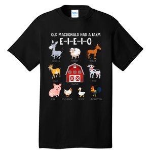 Farm Animals Old MacDonald Had A Farm EIEIO Tall T-Shirt