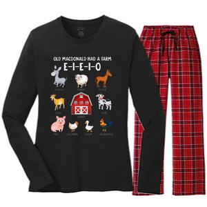 Farm Animals Old MacDonald Had A Farm EIEIO Women's Long Sleeve Flannel Pajama Set 