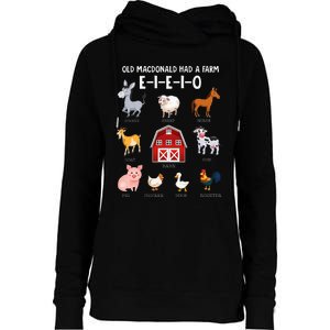 Farm Animals Old MacDonald Had A Farm EIEIO Womens Funnel Neck Pullover Hood