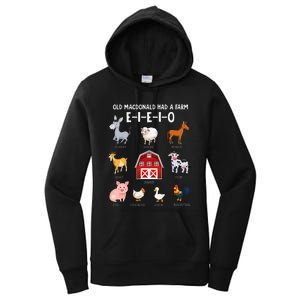 Farm Animals Old MacDonald Had A Farm EIEIO Women's Pullover Hoodie